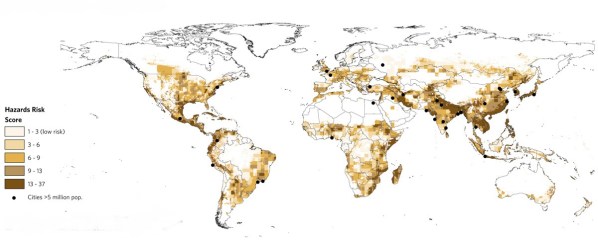 Cities in relation to climate hazards